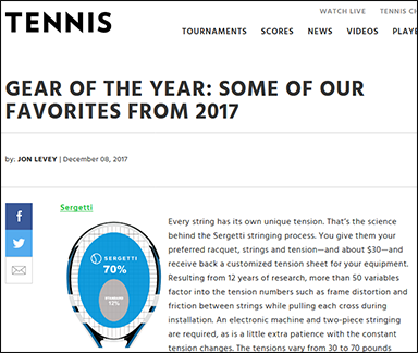 Tennis.com_Sergetti TENNIS.com includes Sergetti in its favorites gear of the year 2017  tennis string tension