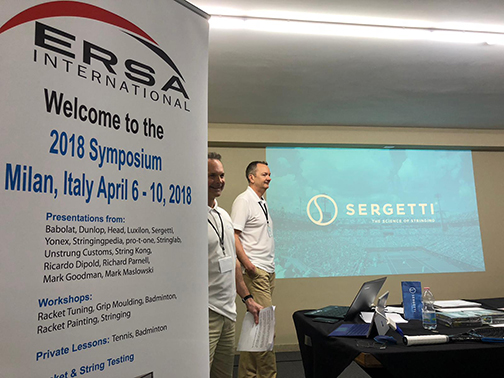 MilanSymposium_Sergetti_72dpi Sergetti made a super impression in Milan, Italy, at the Symposium from the ERSA Intl. (European Racquet Stringers Association - International)  tennis string tension
